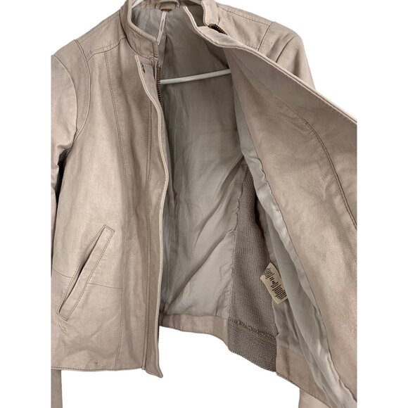 Free People Womens Size 6 Small Faux Leather Moto Jacket Blush Zip Detail 6827 - Picture 11 of 16